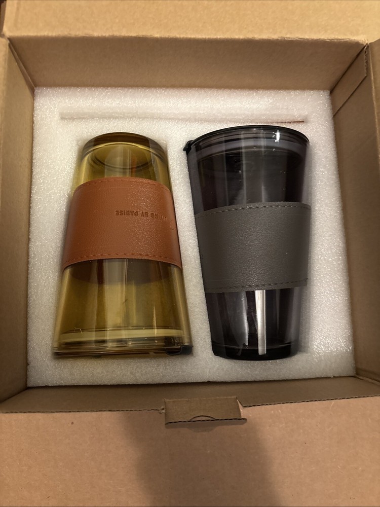 Living by Parise 15oz Tumbler 2-Pack with Leather Sleeves Gift Set  