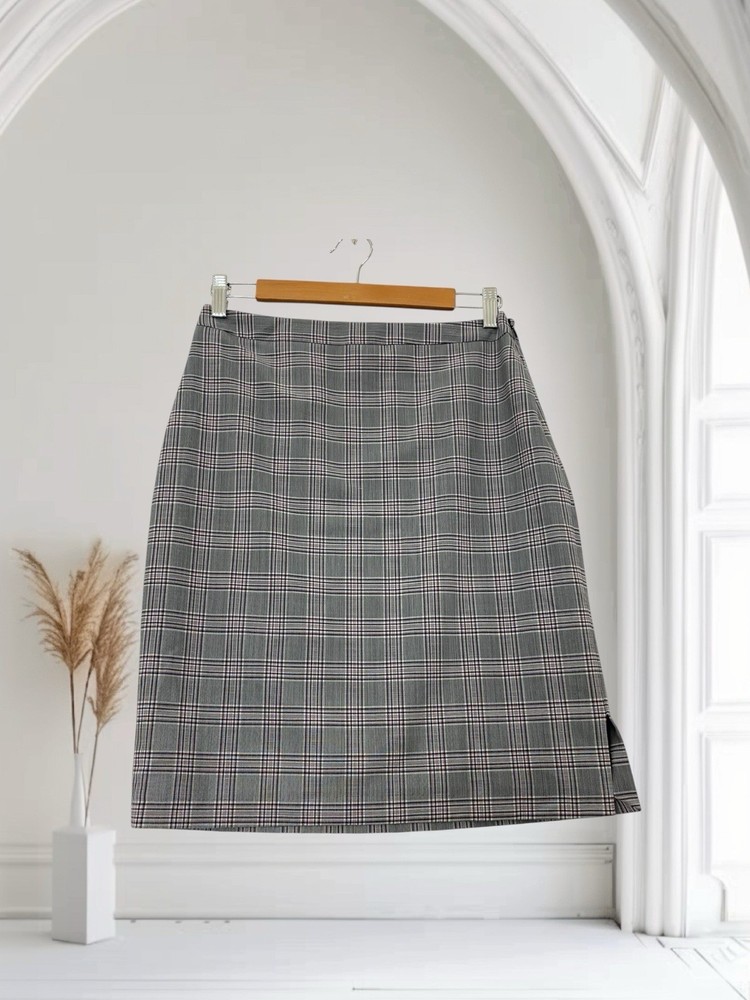 Banana Republic Gray Pink Plaid Pencil Skirt Women's Size 4 $89