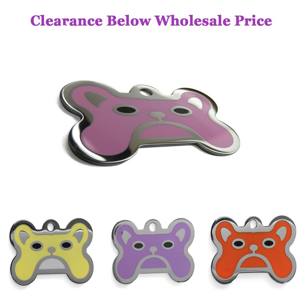 155 Pack MyIDDog Stainless Steel Dog Tag Bone Bulldog Face - Clearance Sale-image