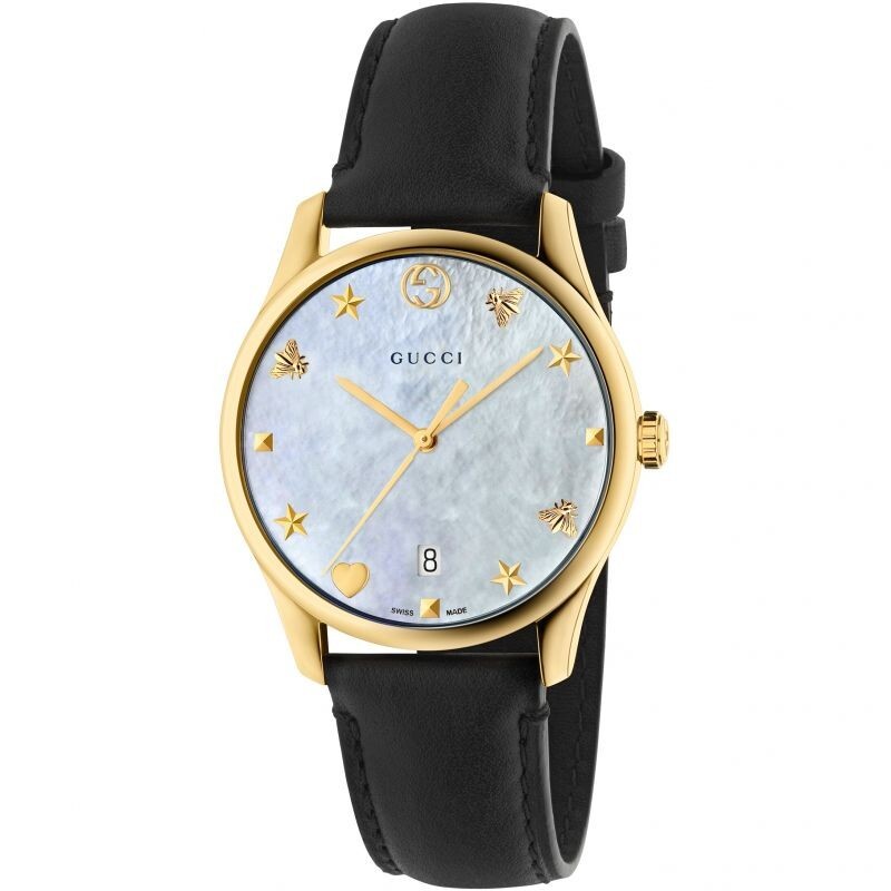 Gucci G-Timeless Womens Gold Leather Watch YA1264044 - $1380 MSRP