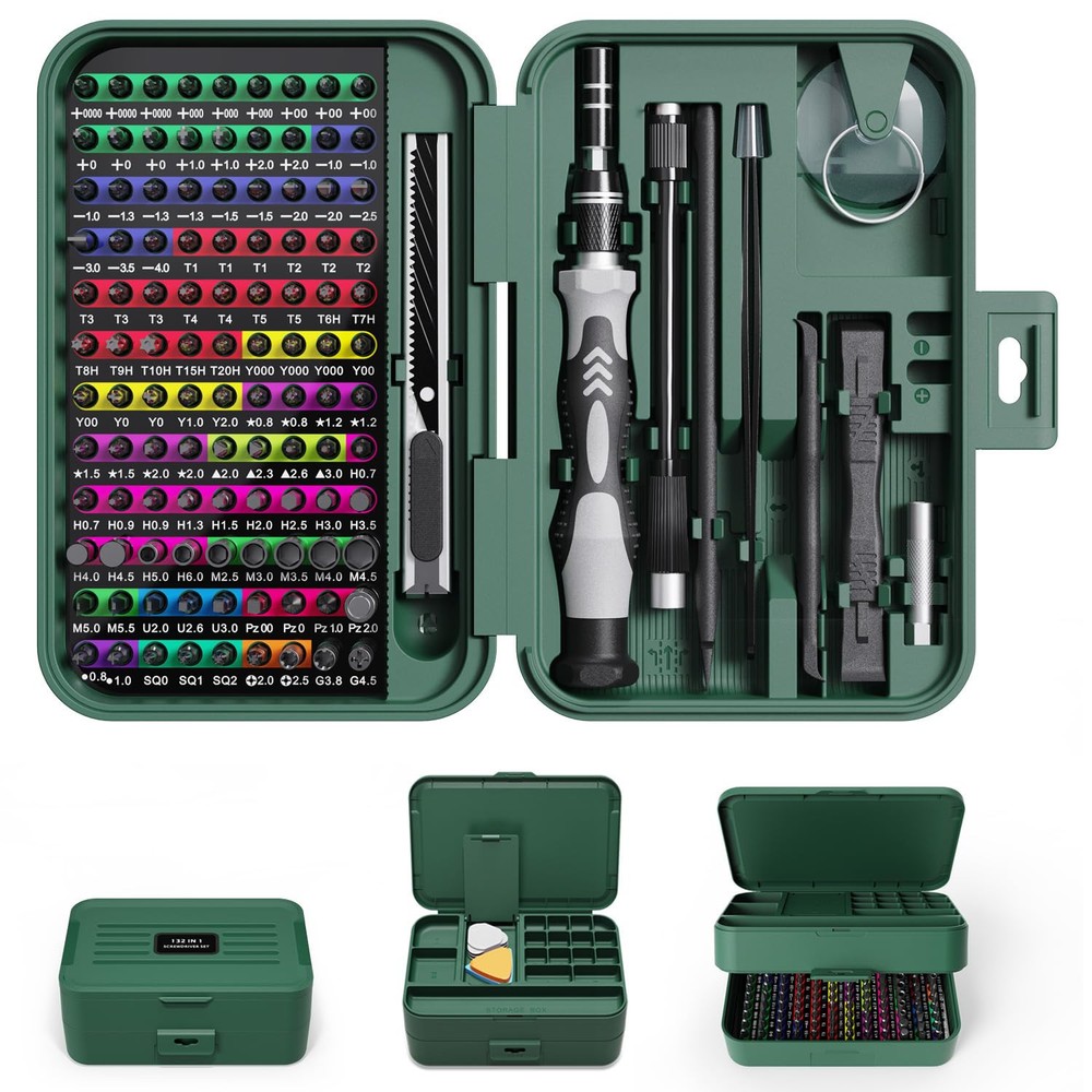132-Piece Mini Precision Screwdriver Set with Color-Coded Bits for Electronics Repair