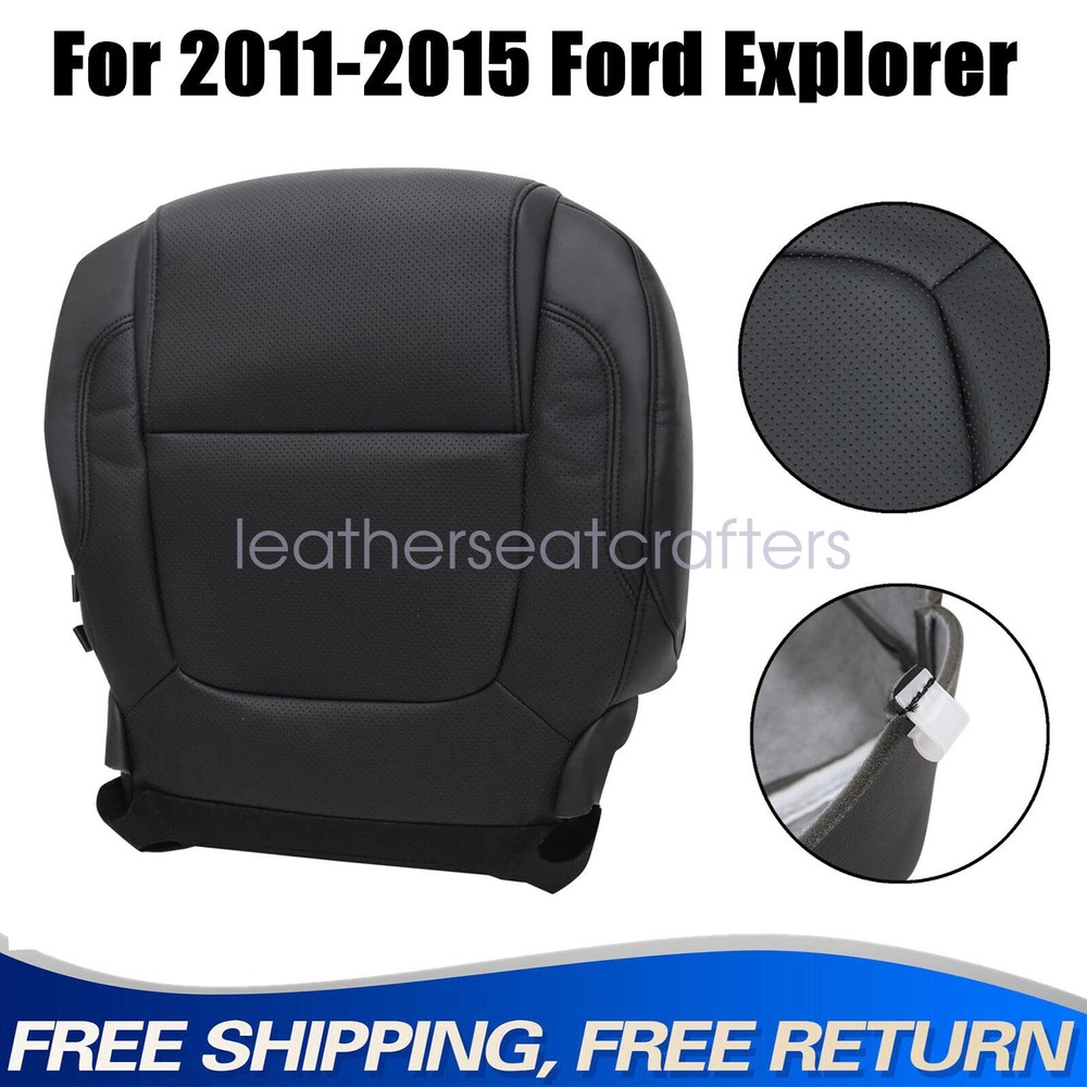 2011-2015 Ford Explorer Front Driver Bottom Leather Seat Cover Black - New