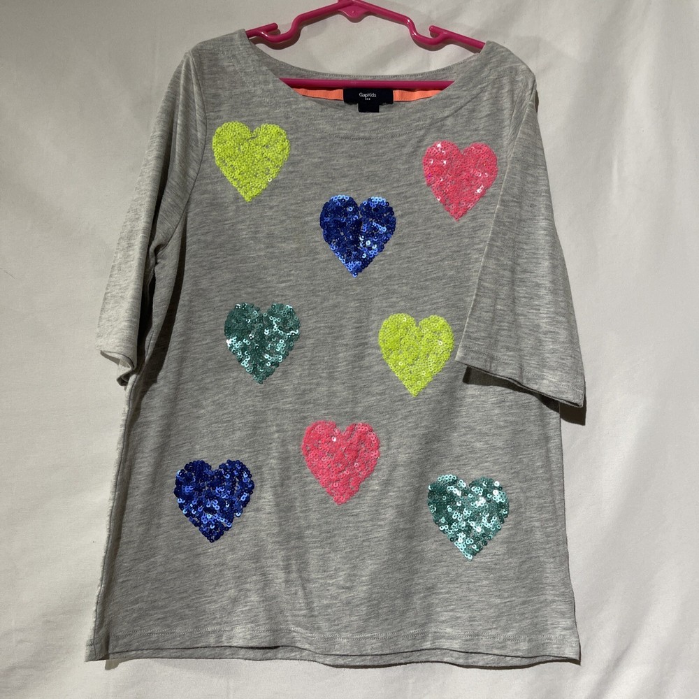 Gap Kids Girls Short Sleeve Graphic T-shirt Size XXL Gray