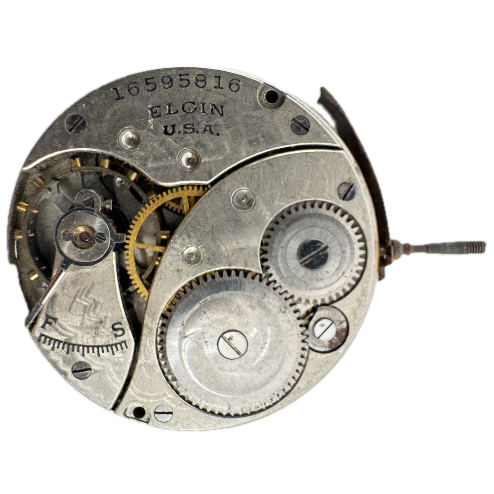Antique 0s 1912 Elgin 7 Jewel Mechanical Hunter Pocket Watch Movement 320 USA