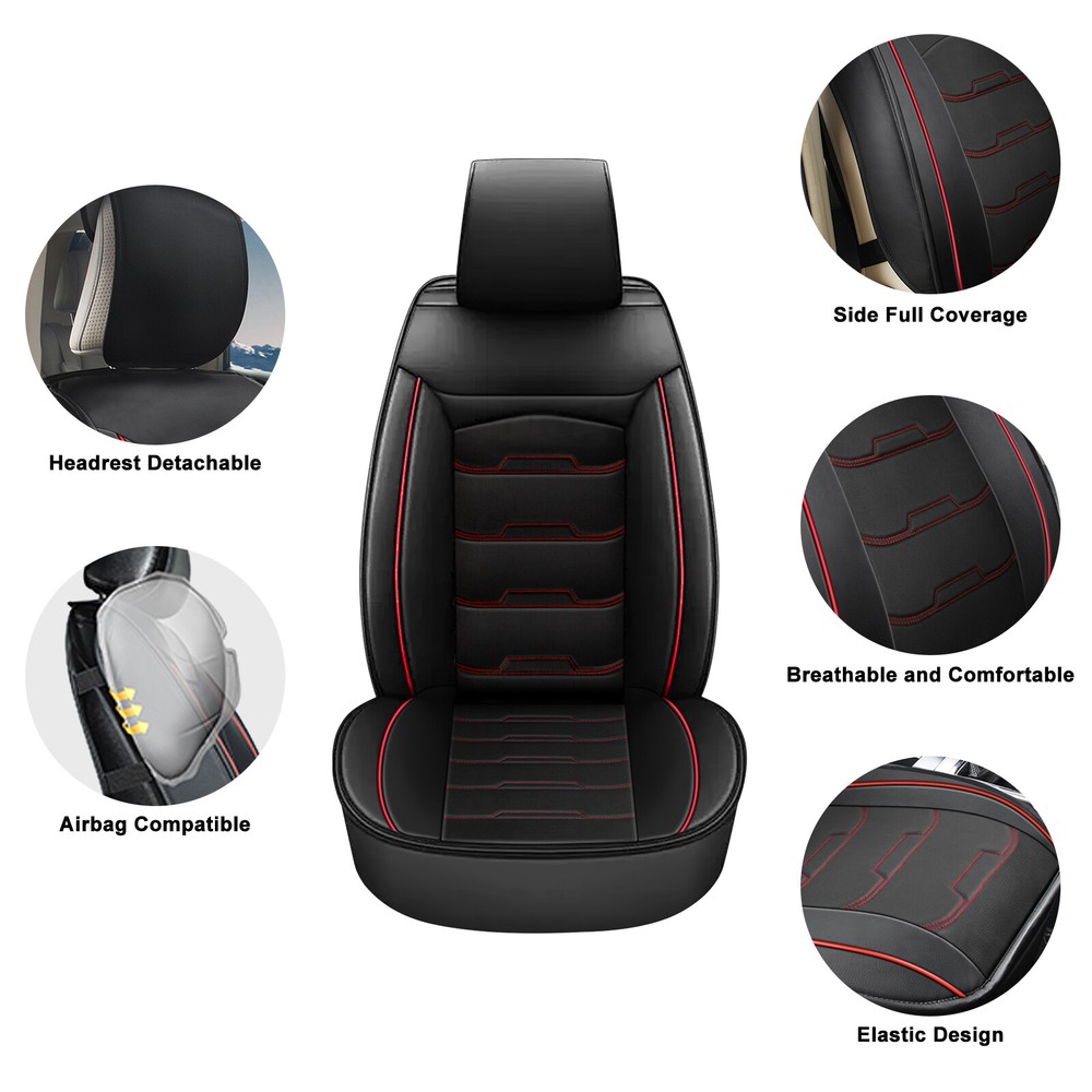 Skytle 2Black PU Leather SUV Front Seat Covers with Cushion