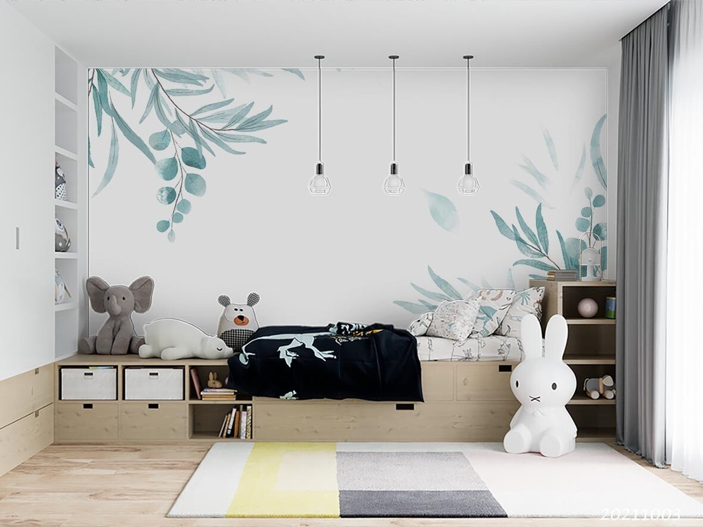 3D Hand Drawn Floral Leaves Wall Murals Wallpaper Murals Wall Sticker
