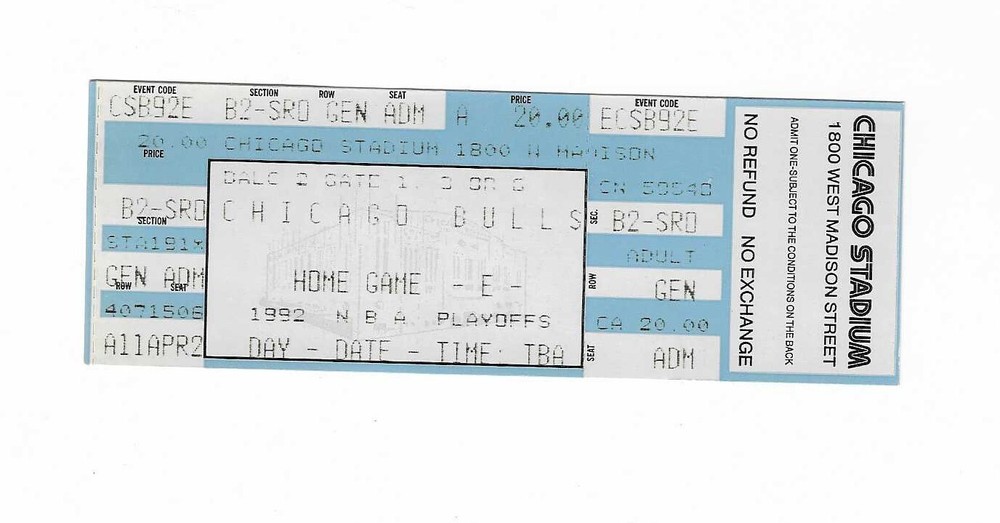 Chicago Bulls vs New York Knicks Unused Playoff Ticket from May 12, 1992