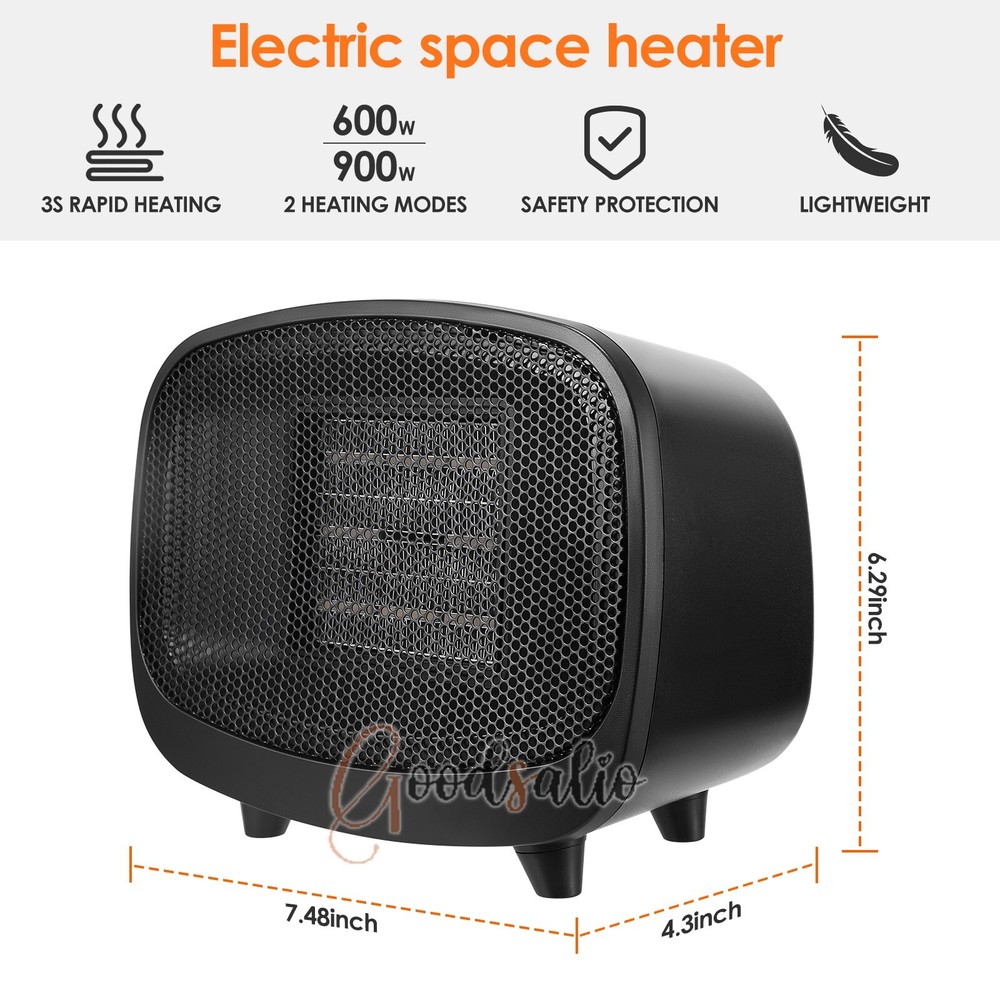 900W Mini Air Heater Household Electric Portable PTC Ceramic Heating Fan Office