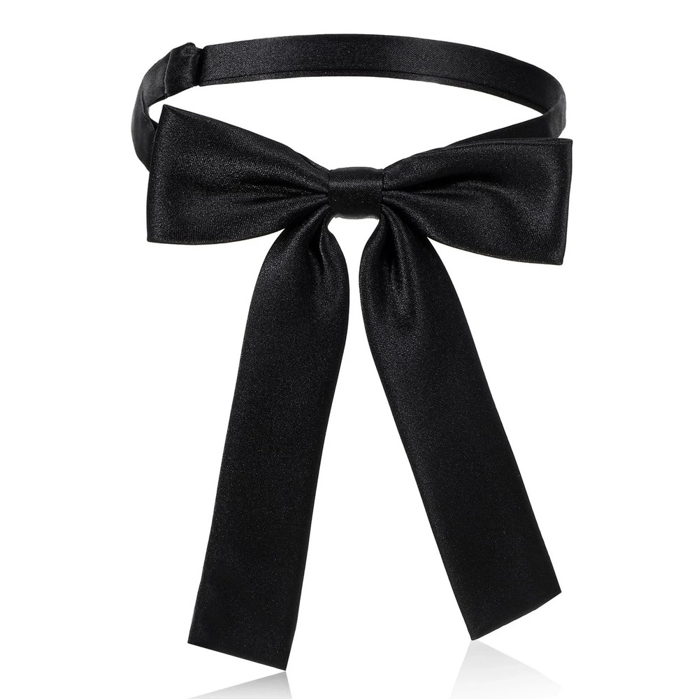 Black Satin Bow Tie for Men and Women - Western Style Colonel Ribbon