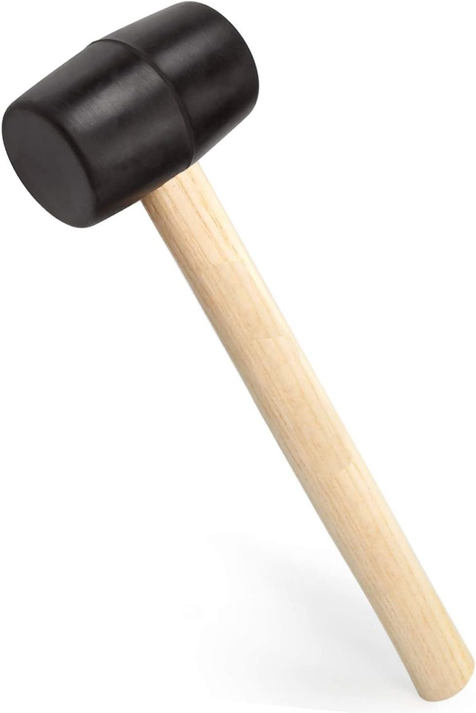 8 Oz Rubber Mallet with Wood Handle - Double-Faced Heavy Duty Hammer