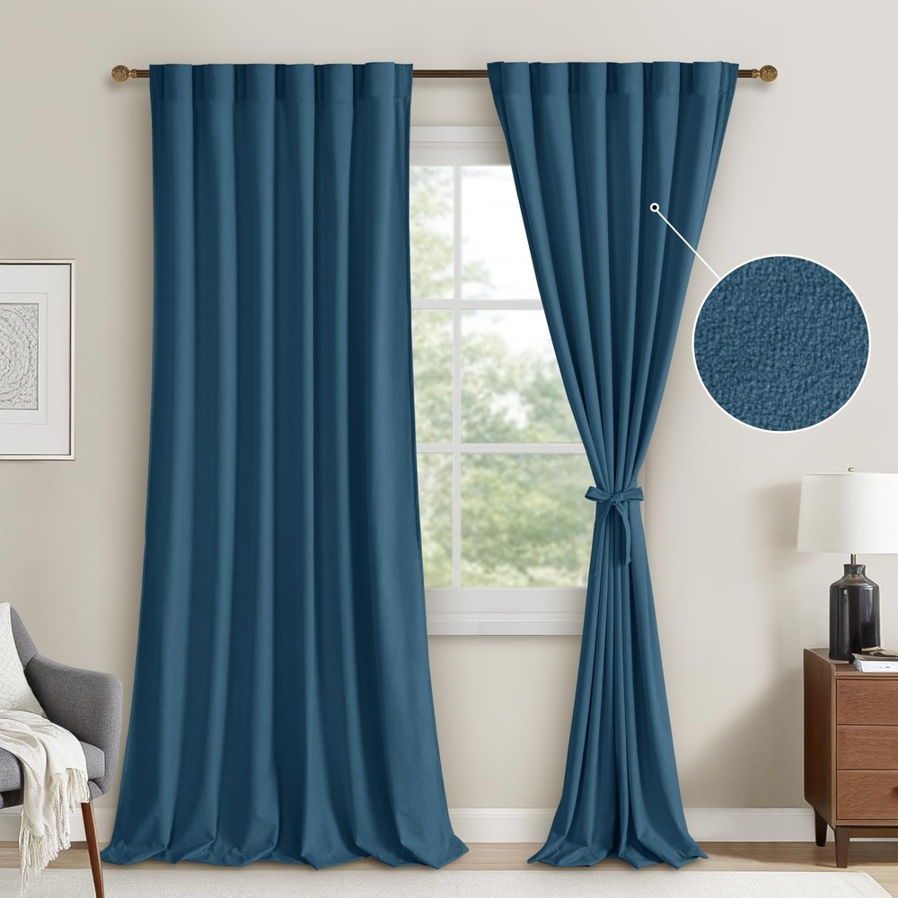 Velvet Curtains 108 inches Long - Rod Pocket and Back Tab Room Darkening Curt...