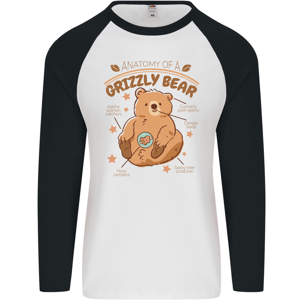 Grizzly Bear Anatomy Mens Long Sleeve Baseball Tee