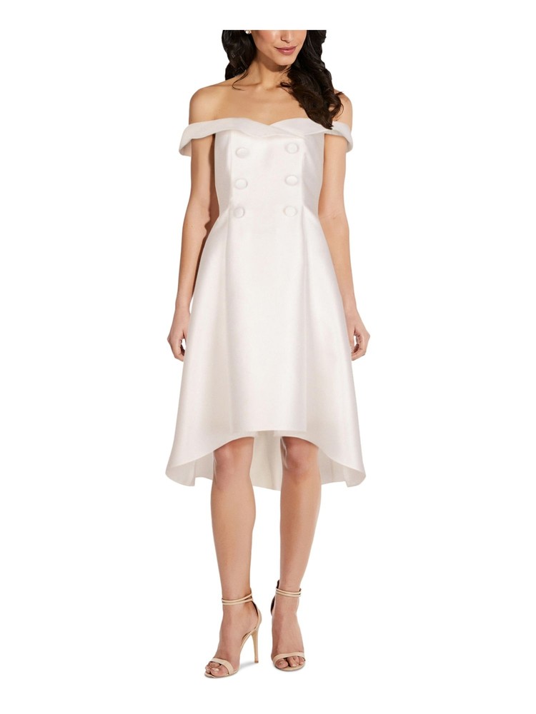 ADRIANNA PAPELL Womens Ivory Tuxedo Sleeveless Midi Formal Hi-Lo Dress 4