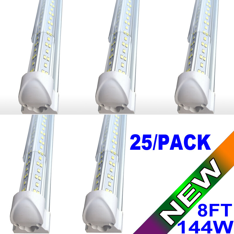 8' led shop lights 144w led Strip Lights 25PC Cold White LED Garage Lights×25