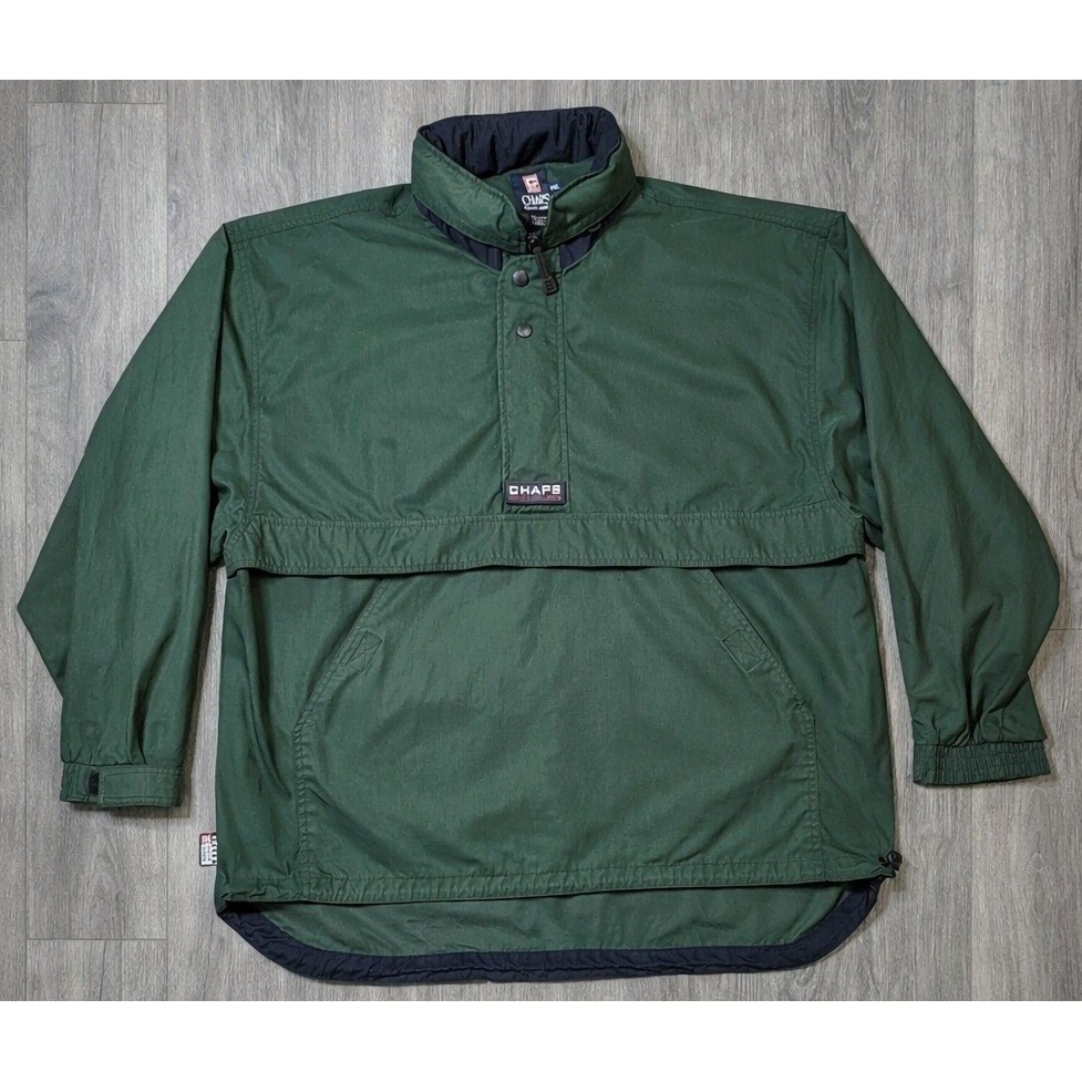 Vintage 90s Chaps Ralph Lauren Green Navy Anorak Pullover Jacket Mens XXL