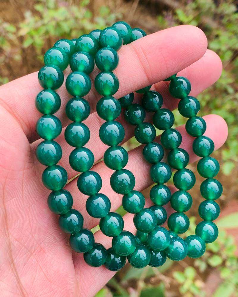 Natural Green Onyx Beads Bracelet Gemstone 8mm Beads Size Handmade Bracelet