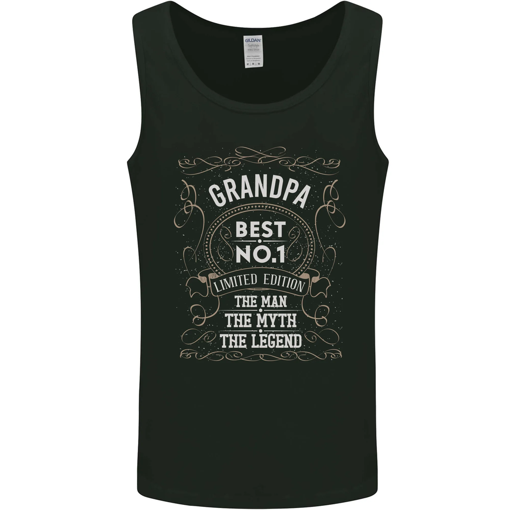 Fathers Day No 1 Grandpa Man Myth Legend Mens Vest Tank Top-image