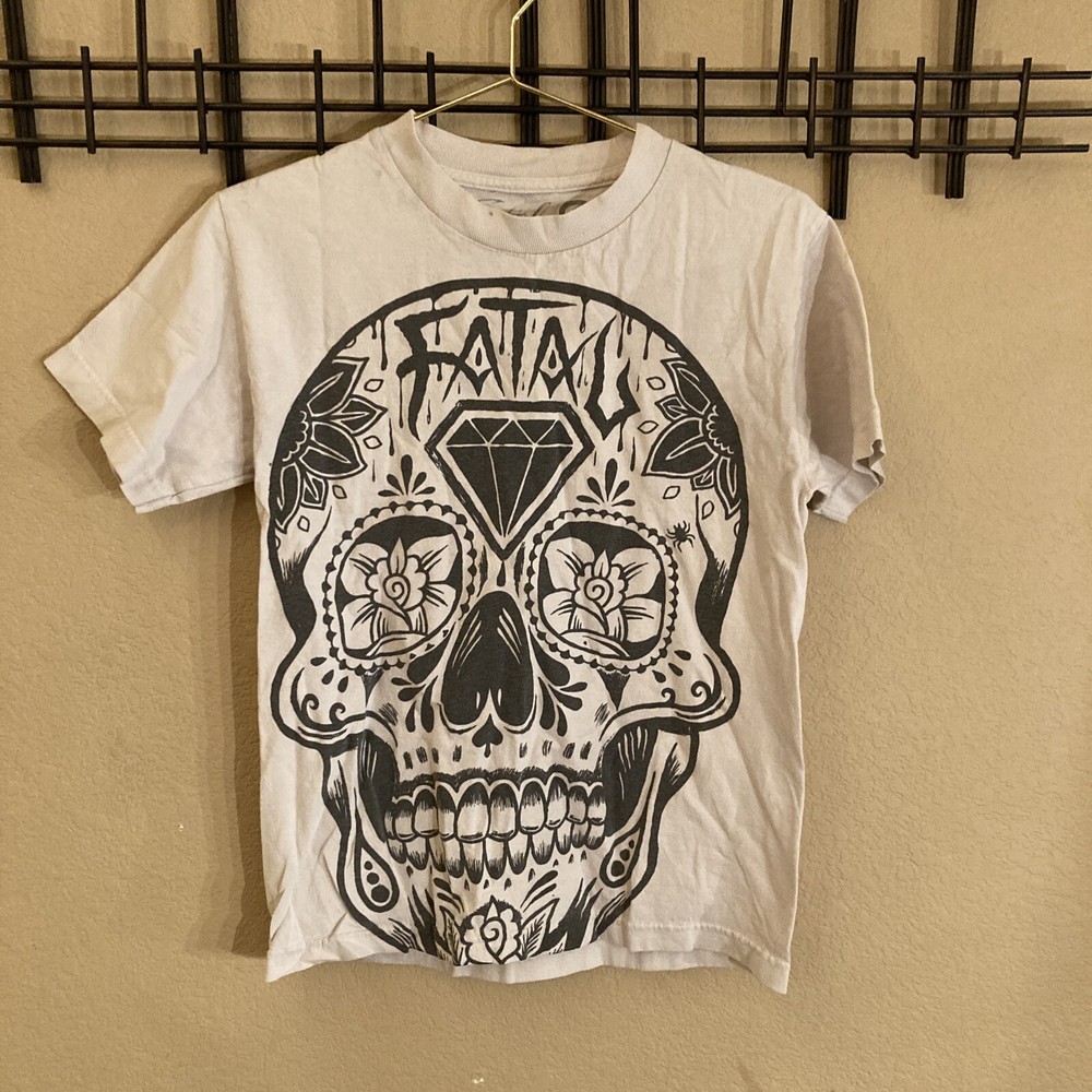 Fatal Clothing Co Men's White Skull Pride Skulls Tattoos Day of Dead Graphic S-image