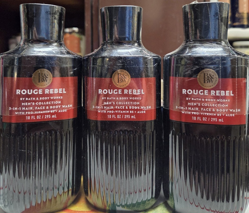 ROUGE REBEL LOT OF 3 MENS SHOWER GEL BODY WASH BATH  BODY WORKS Dupe Rouge 540
