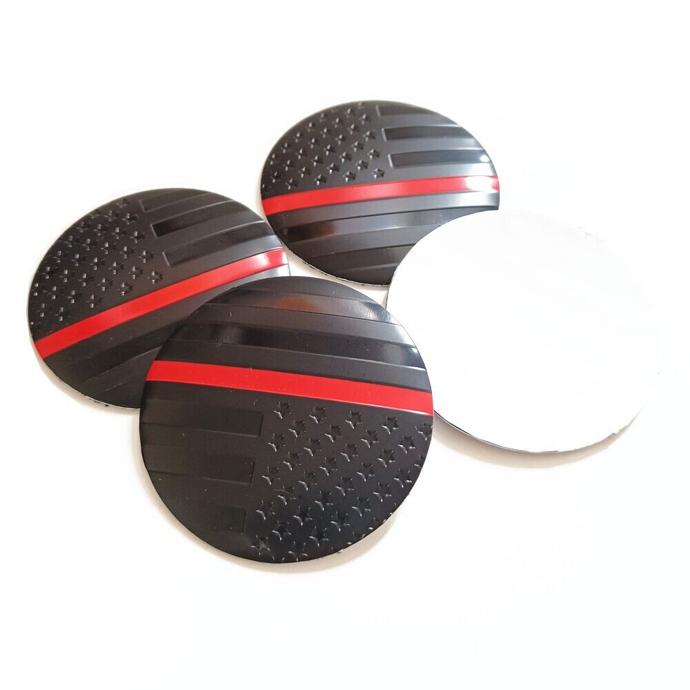 USA Flag WHEEL CENTER STICKER Red Black Car Wheel Hub Cover Stickers Cap 56MM