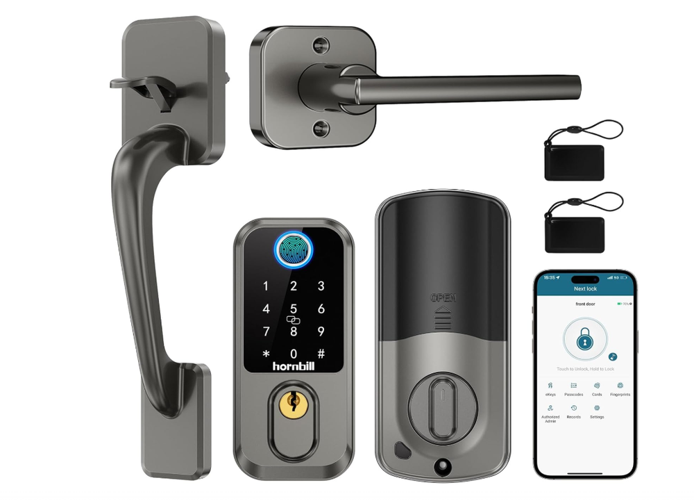 WiFi Smart Deadbolt Lock with Handle - Keyless Entry Front Door Lock by Hornbill  