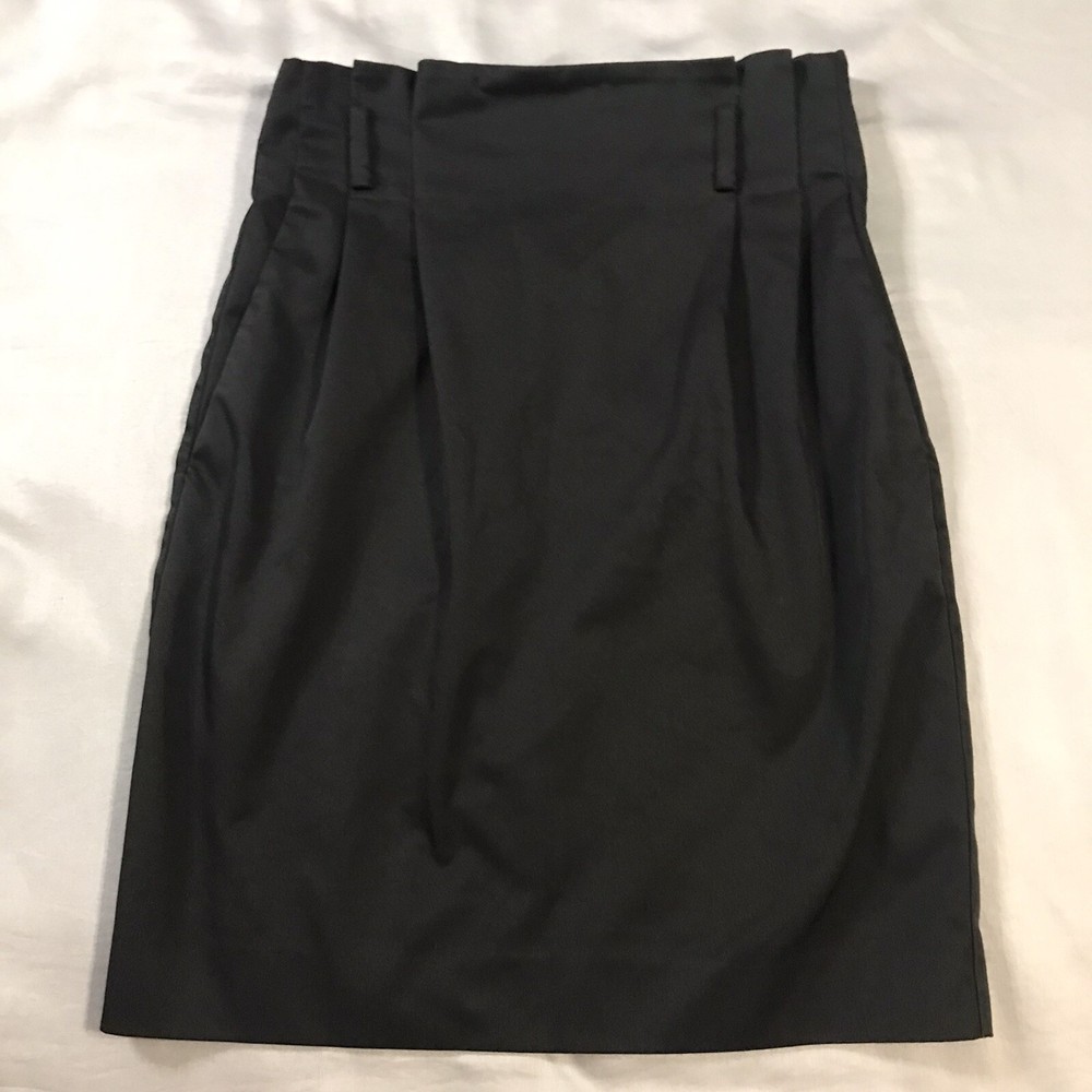 H&M Womens Black Knee-Length Pleated Skirt with Zipper Size 4