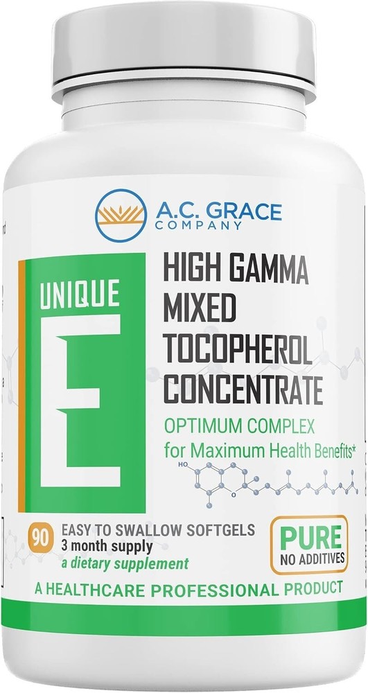 UNIQUE E.A.C. Grace Company, Mixed Tocopherols Softgels, 90 Count, Exp. 08/2025