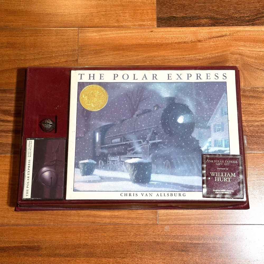 Polar Express Gift Set Book Cassette and Bell Narrated by William Hurt 1985 VTG