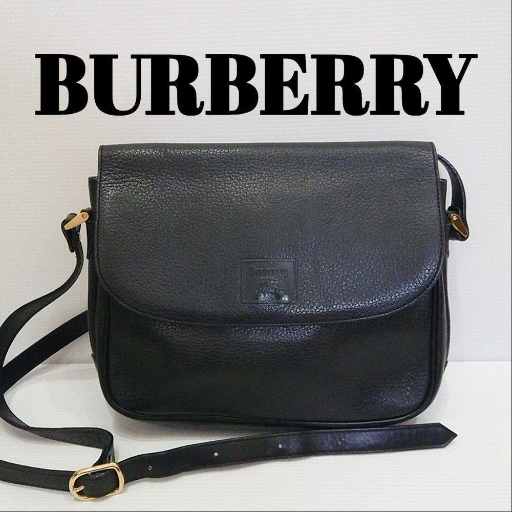 Burberry Shoulder Bag Nova Check Leather Black Authentic F09241386