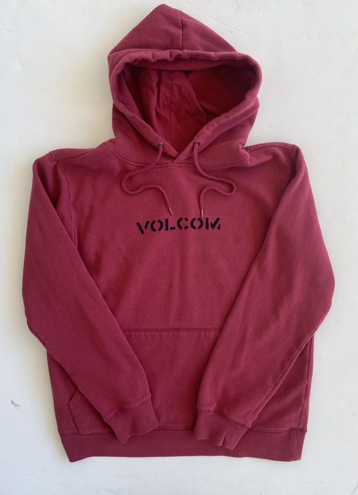 Vintage Y2K Volcom Center Logo Surf Skater Red Pullover Hoodie Men’s Medium