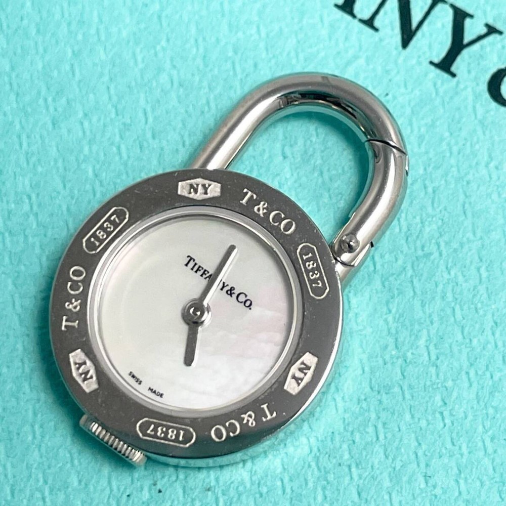 Tiffany Round Watch Cadena Padlock Watch Charm Necklace Top /24-382