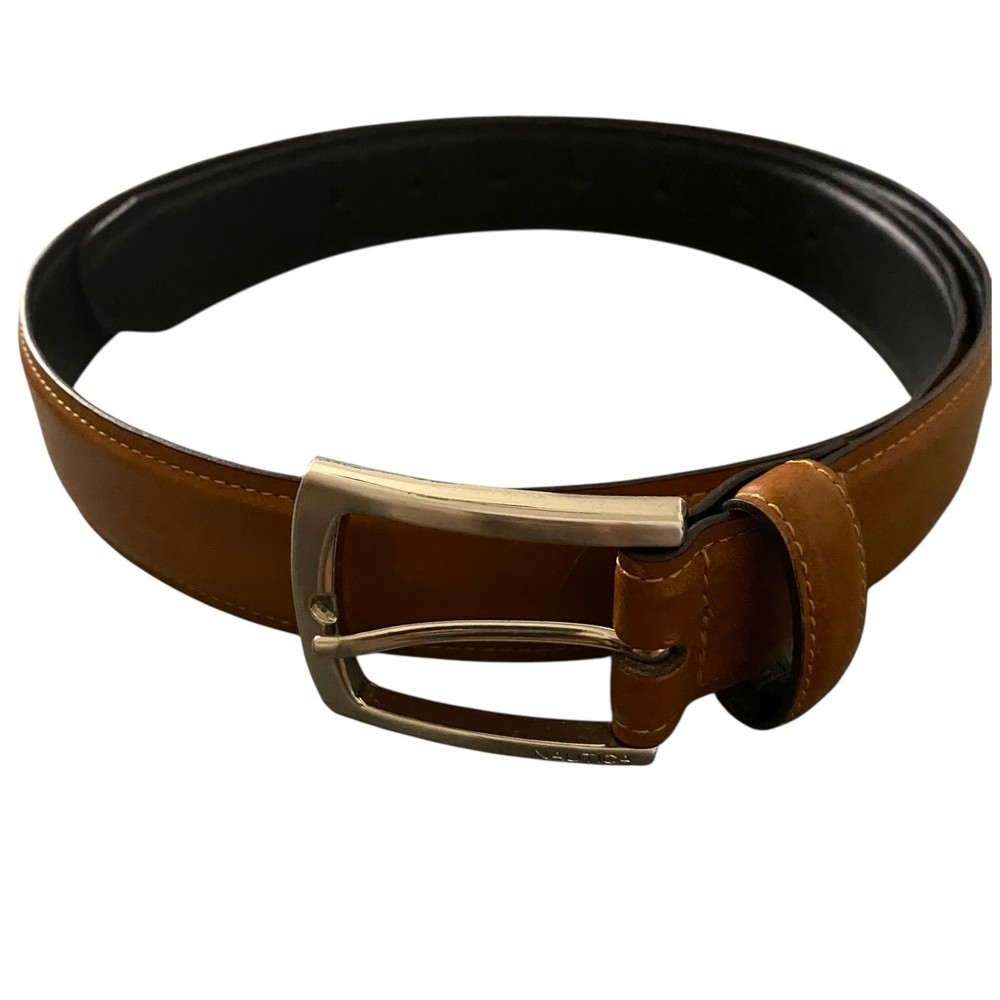 Men’s Nautica Size M 34-36 Synthetic Leather Light Brown Belt with Silver Buckle