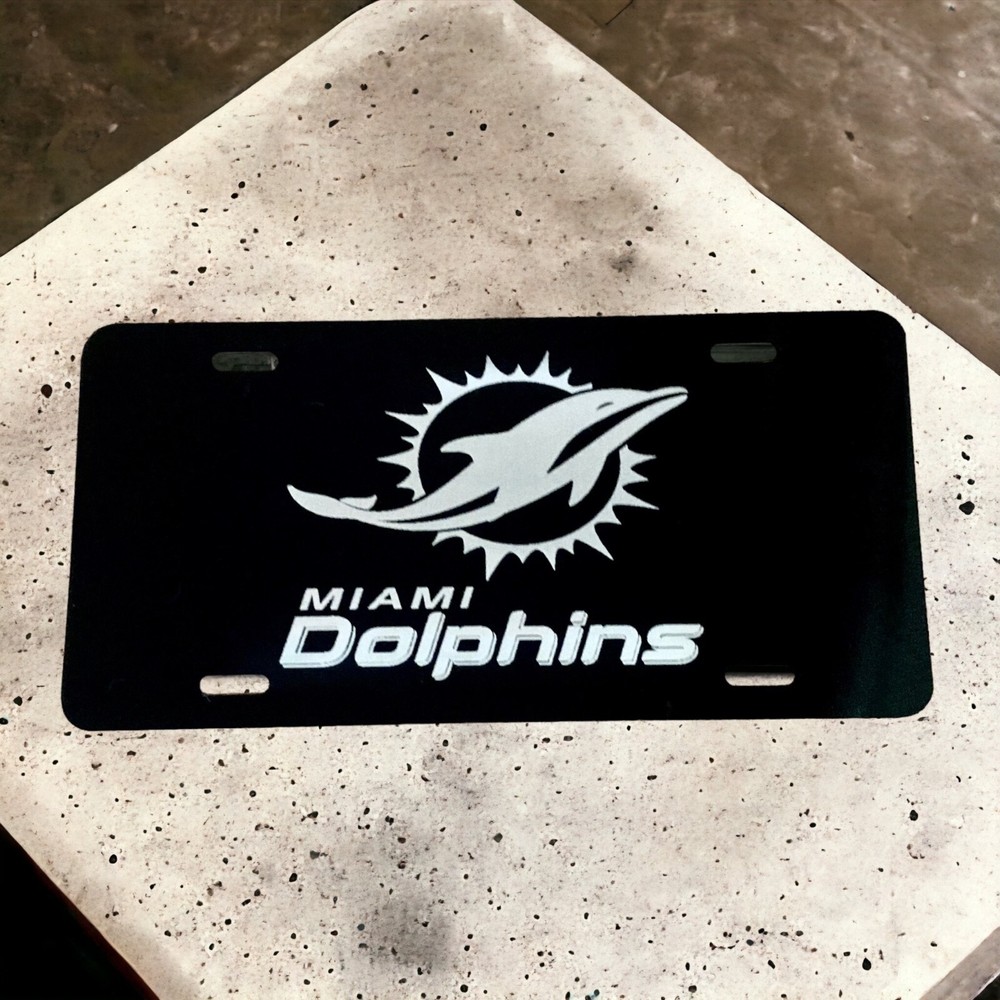 Miami Dolphins Football Team Fan Aluminum Laser Engraved Front License Car Tag