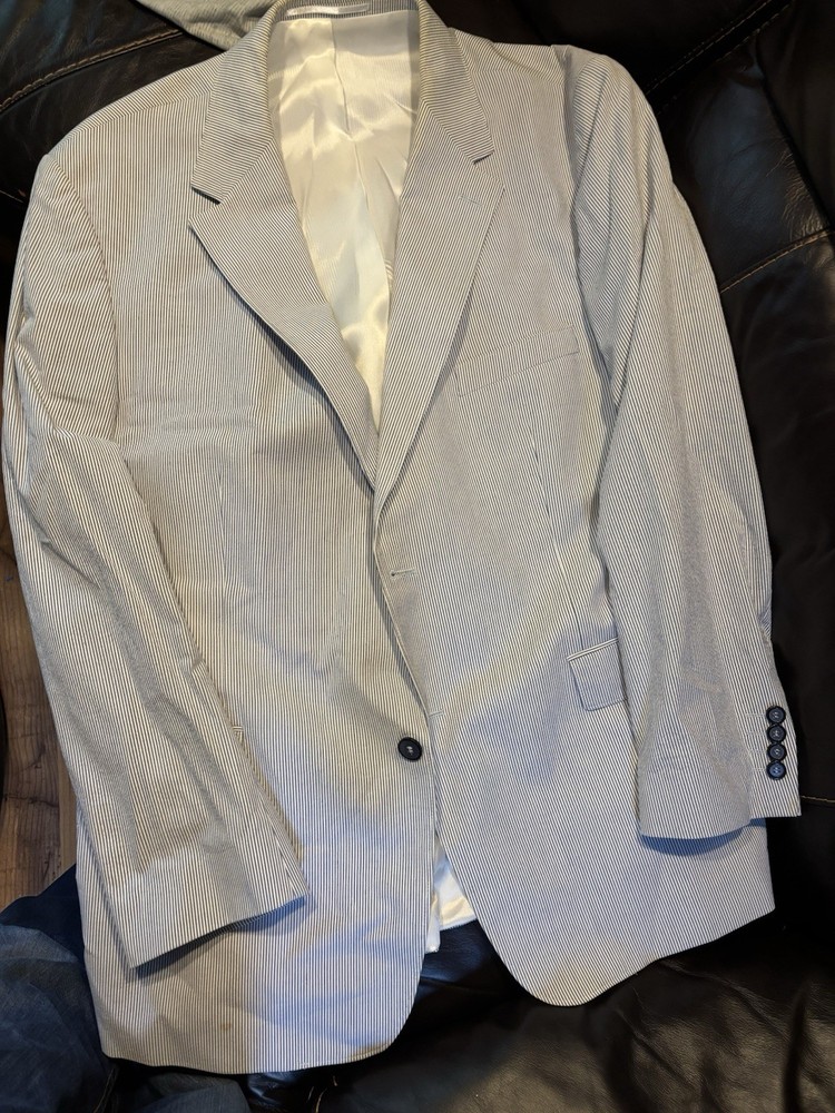 Cruise Mens Blazer Jacket Blue And White Striped