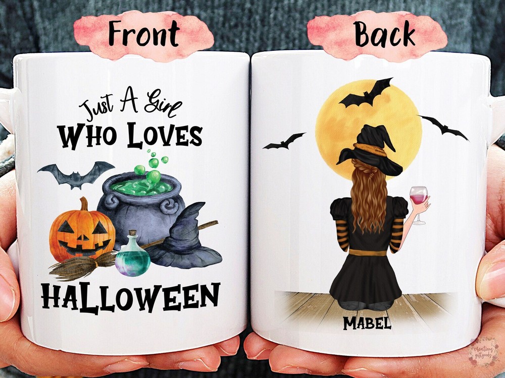 Just A Girl Who Loves Halloween Coffee Mug Gift For Women Witch Mug Hocus Pocus