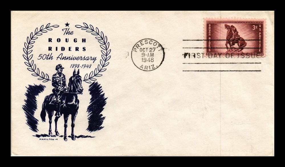 DR JIM STAMPS US COVER ROUGH RIDERS 50TH ANNIVERSARY FDC SCOTT 973 HAMILTON
