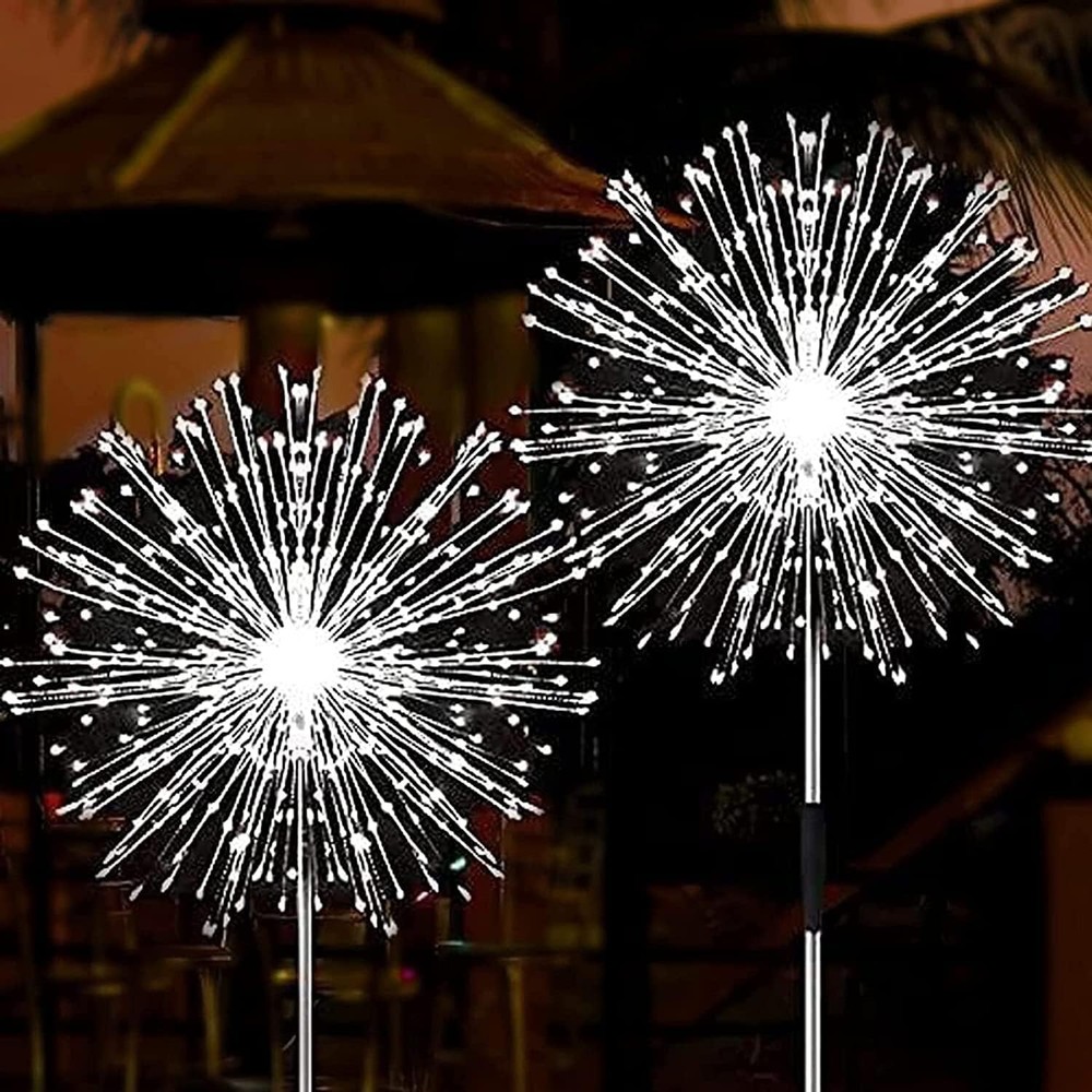 Solar Firework Lights Outdoor 120 LED Waterproof Garden Decor 2 Pack