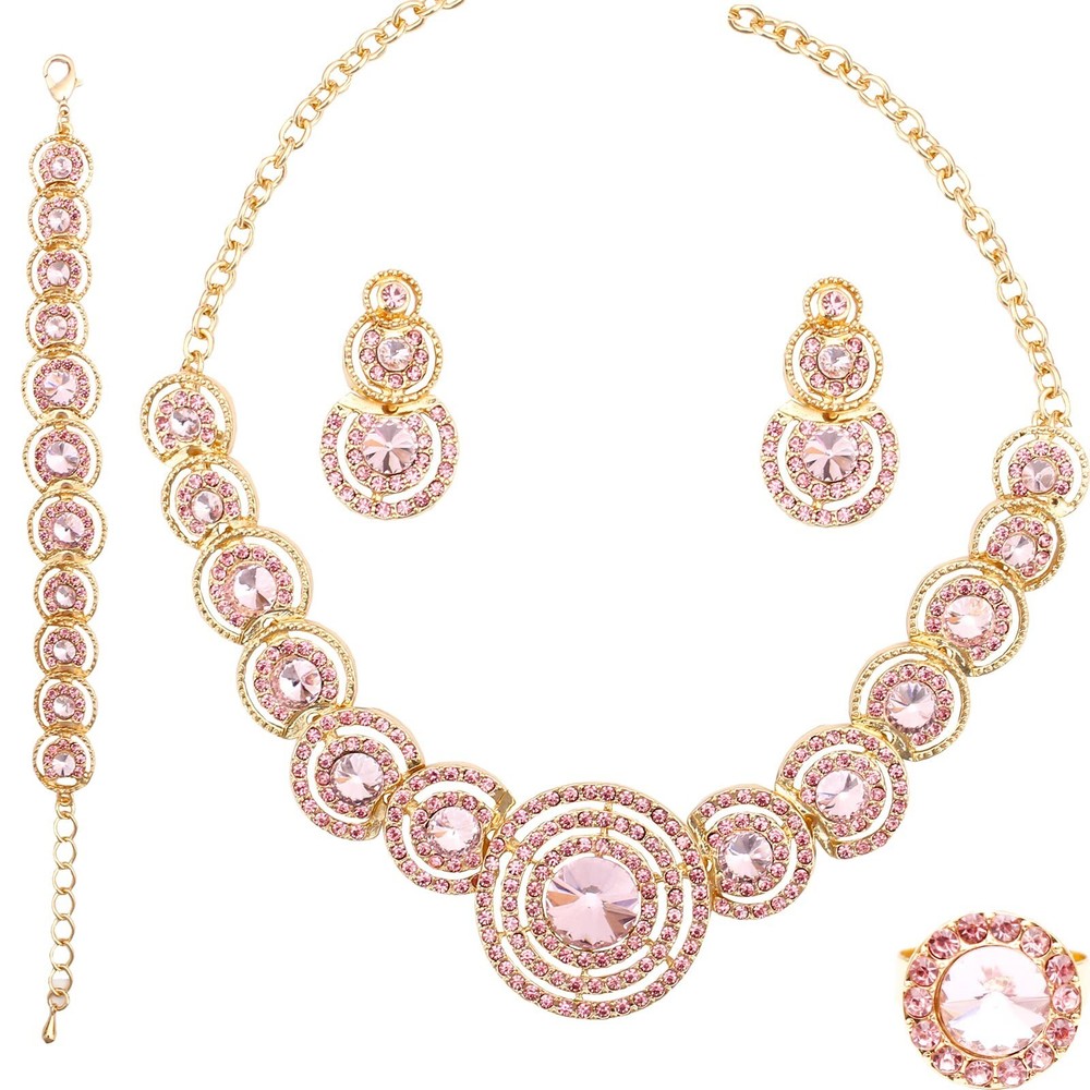 Women’s Wedding Bridal Austrian Crystal Circle Statement Necklace Dangle E