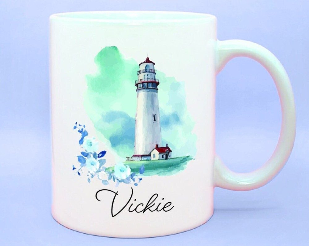 Lighthouse Personalized Coffee Mug Custom Lighthouse Gift Ideas Custom Beachy