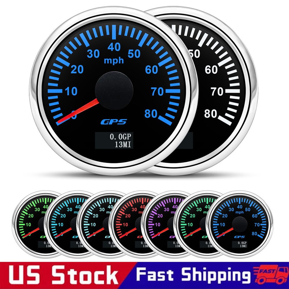 52mm Waterproof GPS Speedometer 0-80MPH Odometer Gauge for Marine Boat Car Truck