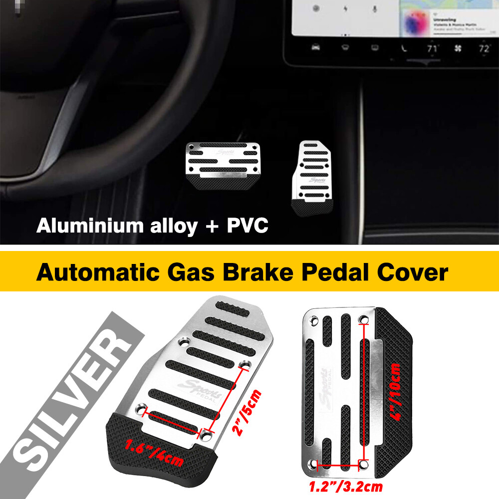 Silver Non Slip Automatic Gas Brake Foot Pad Pedal Cover Car Accessories Kit Set