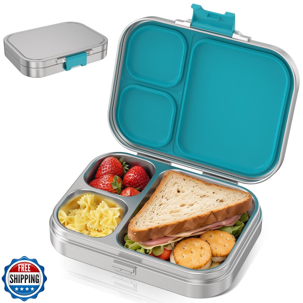 HOMEKOL 3-Compartment Stainless Steel Bento Lunch Box for Kids