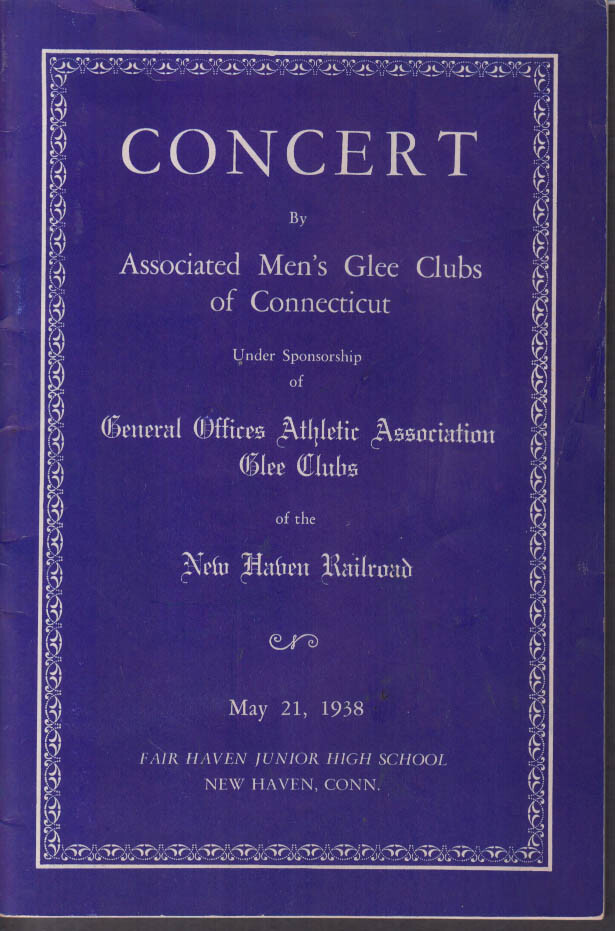 New Haven Railroad Associated Men's Glee Clubs Concert Program 1938