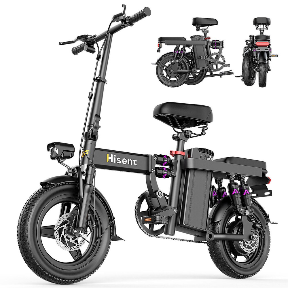 Hisent Adults Ebike 400W Peak Folding 48V 17AH Electric Bike 22 MPH 30 Mile