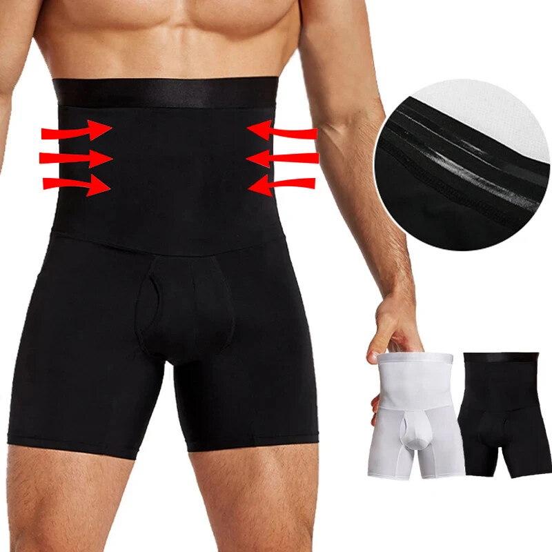 Men's High-Waisted Tummy Control Compression Shorts for Slimming & Shaping