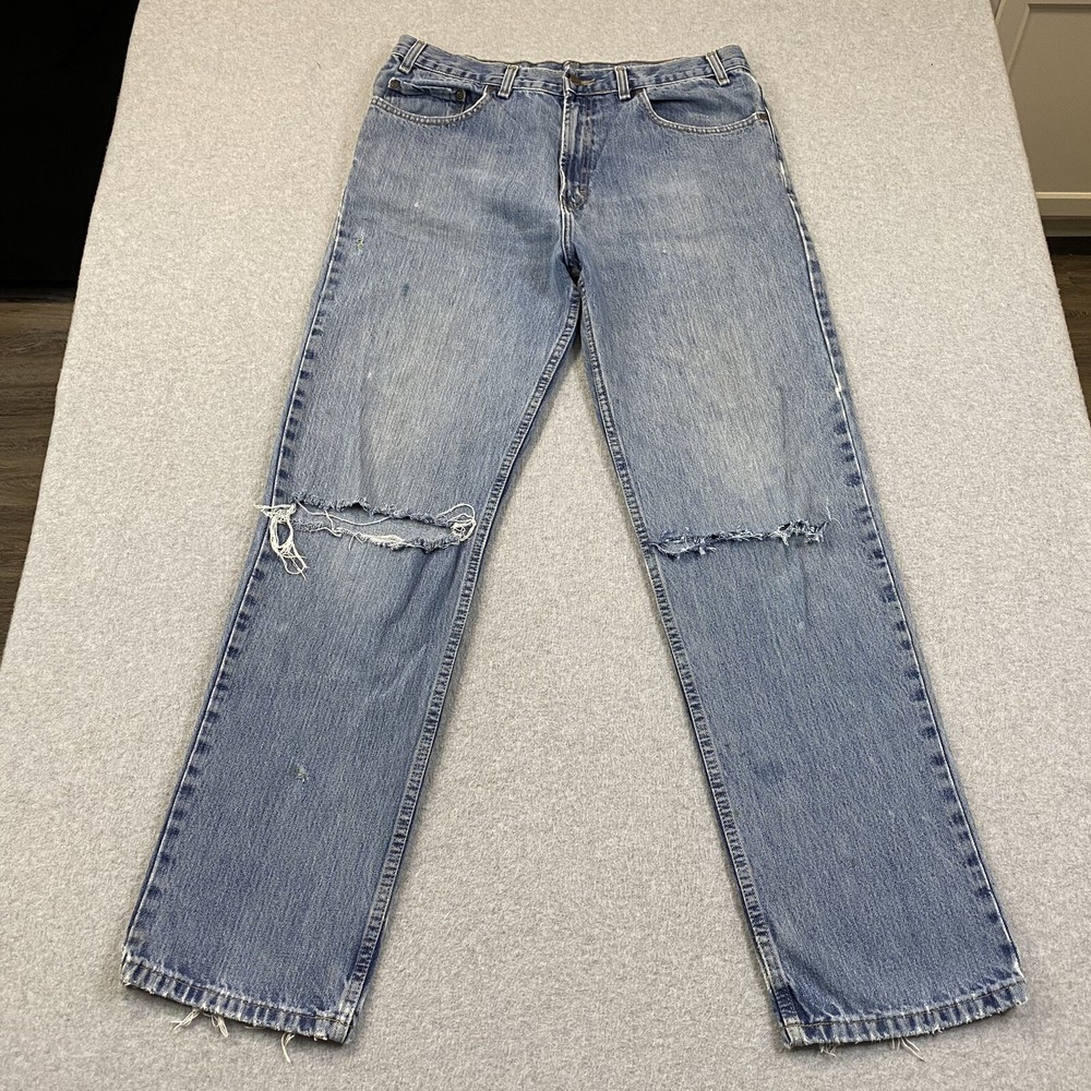 Kirkland Signature Jeans Mens 36x34 Straight Cotton Ripped Distressed Thrashed