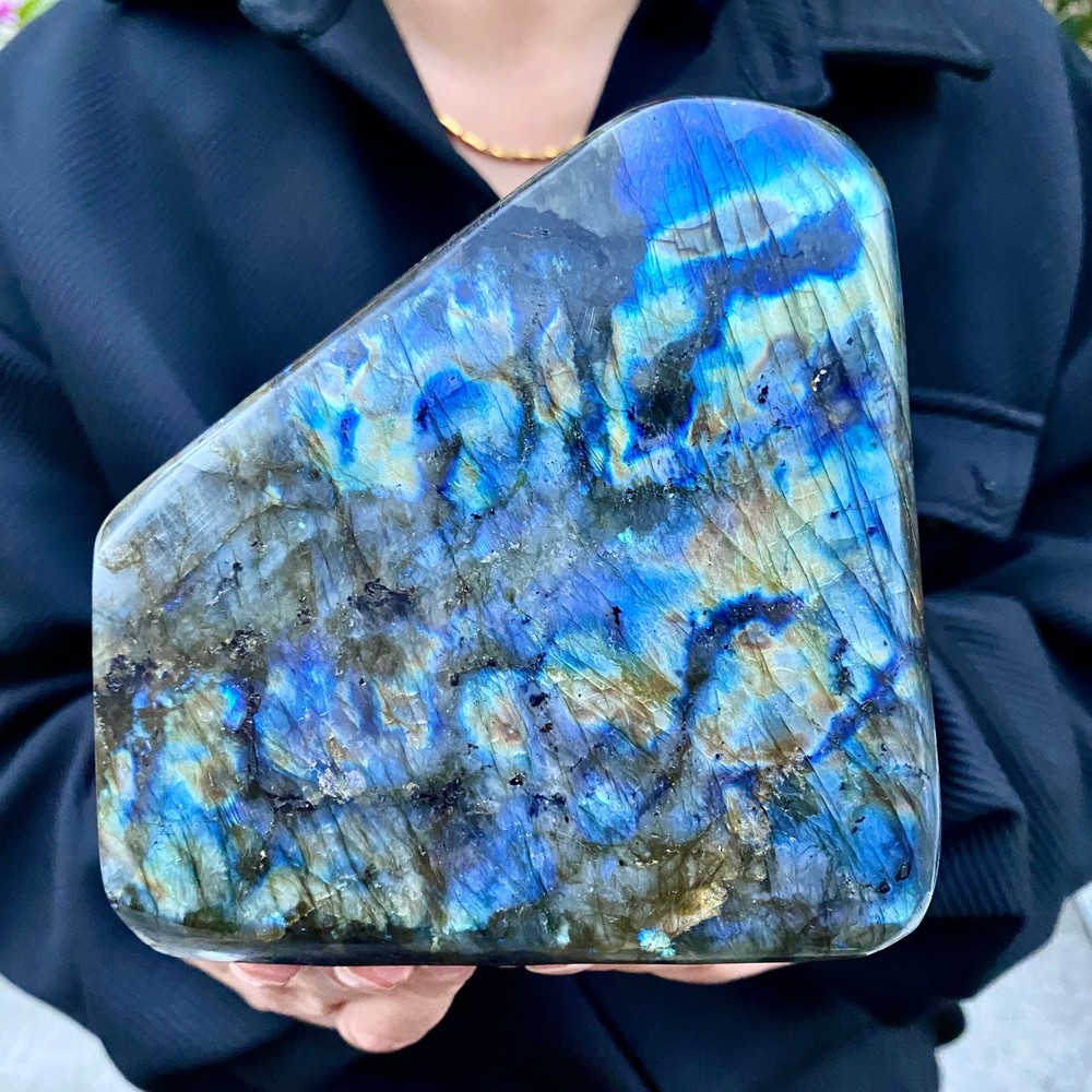 3.57LB  Natural Labrador Raw Stone Rainbow Gloss Polishing Stone Energy Chakra-