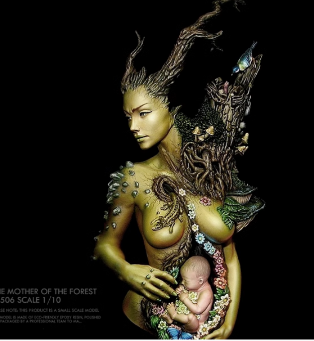 1/10 Resin Figure Tree Mother w/baby Fantasy Unassembled Unpainted a-506