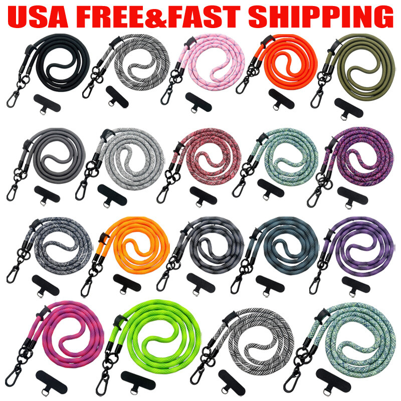 Multi-Color Nylon Neck Lanyard with ID Holder and Keychain for Phone Keys