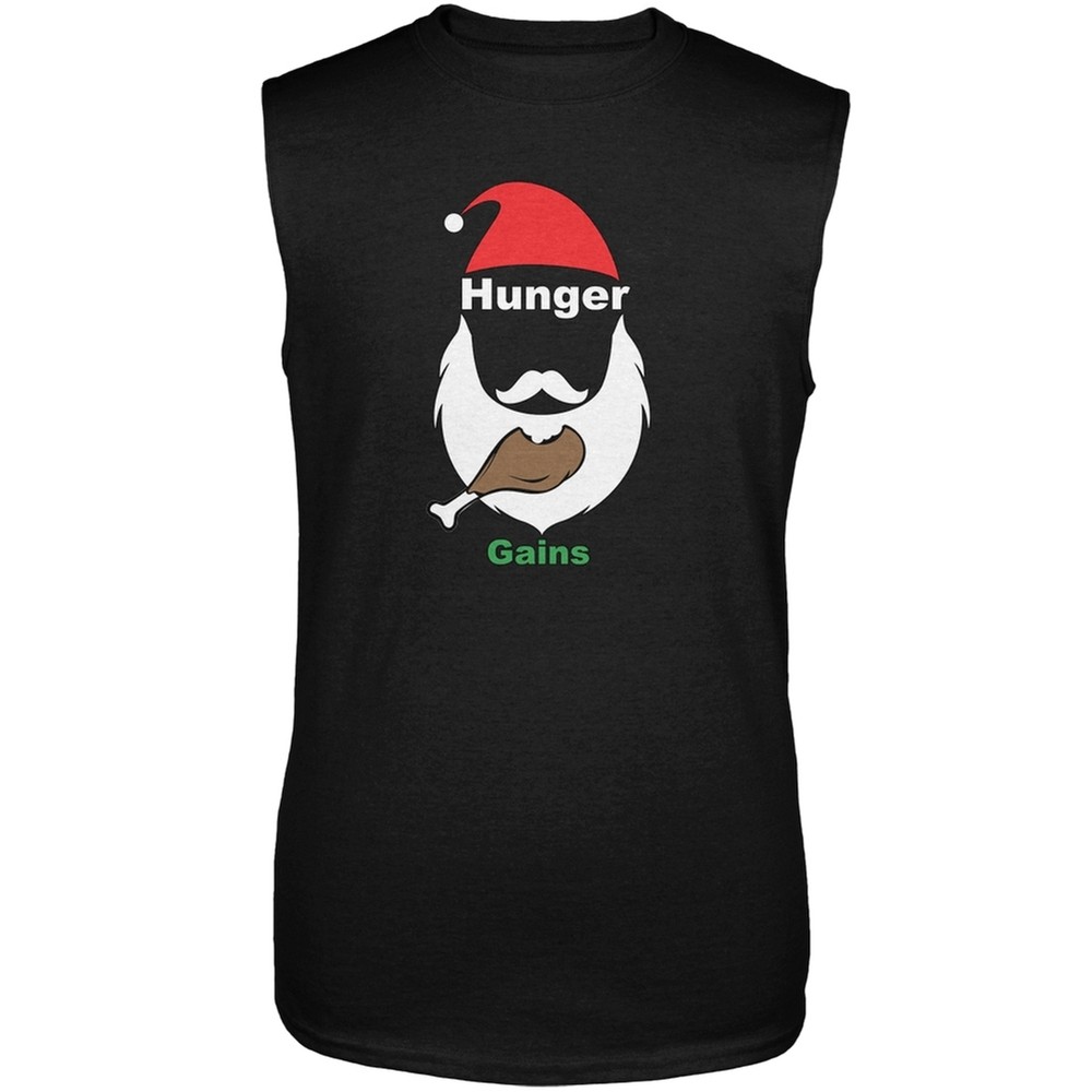 Christmas Hunger Gains Santa Black Adult Sleeveless T-Shirt
